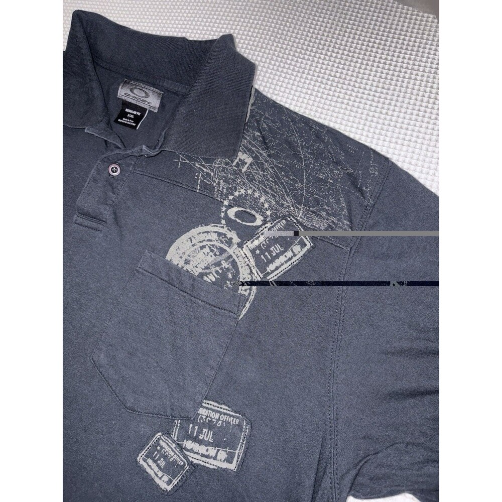 Oakley Passport Polo Shirt Mens XXL Y2K 2008 Black Immigration Tactical